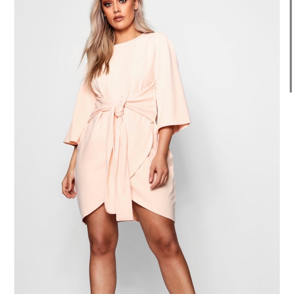 Boohoo Tie Waist Wrap Dress